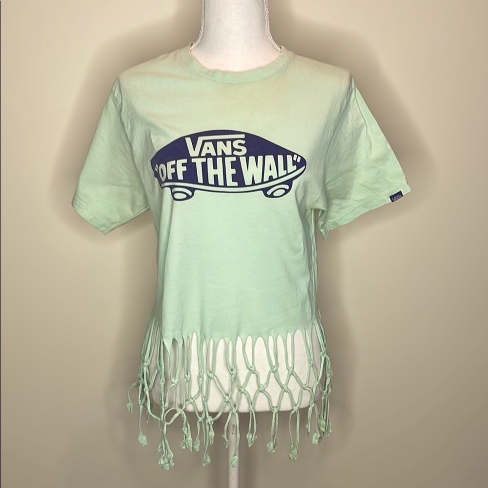 Vans “Off The Wall” Mint Green Fringe Women's Top. Small